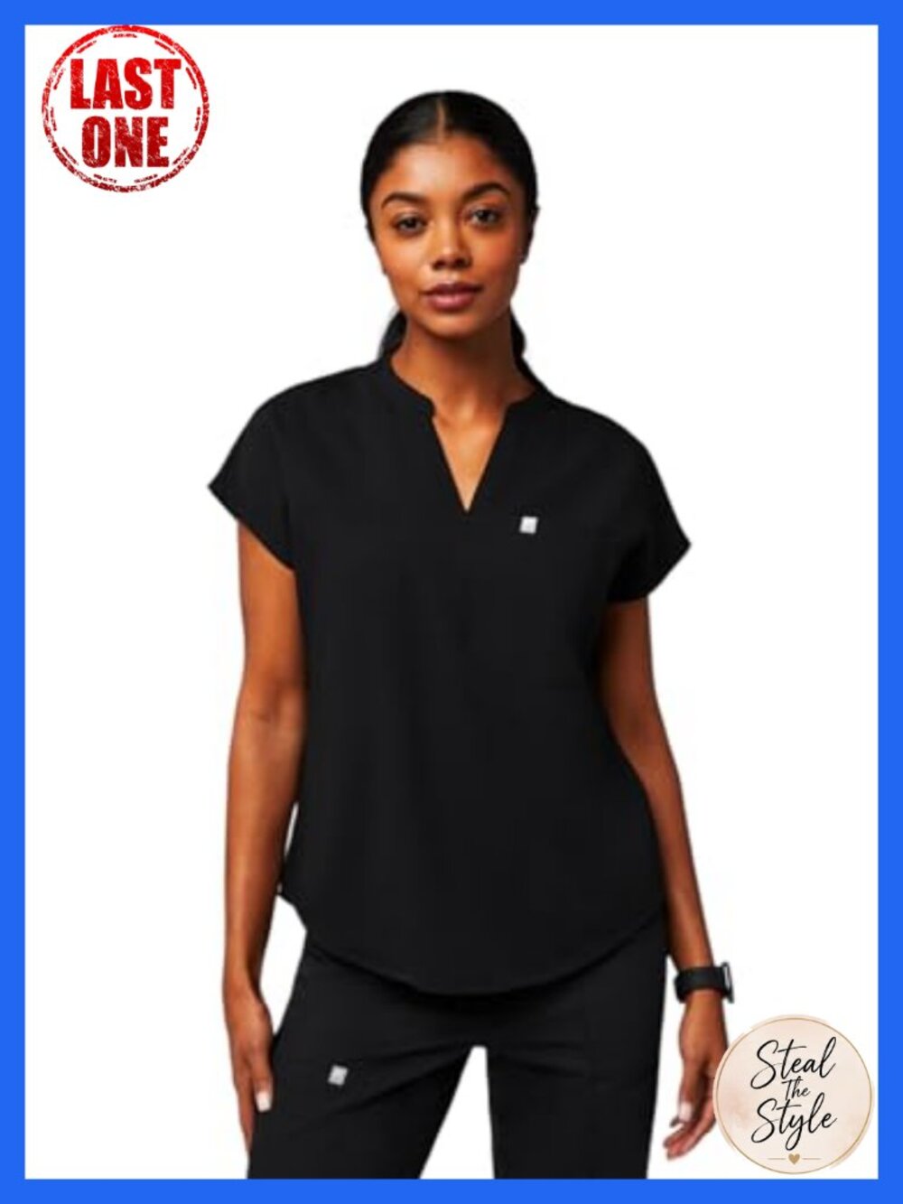 Women's Oversized Medical Scrub Top 3-Pocket 4-Way Stretch Wrinkle-Resist